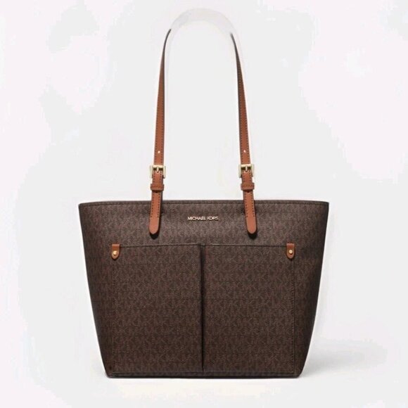Michael Kors Handbags - MICHAEL KORS JET SET TRAVEL MD DOUBLE POCKET TOTE SHOULDER BAG MK BROWN MOCHA